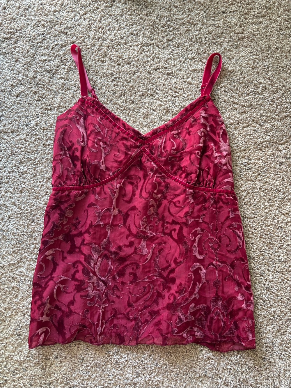 Vintage Y2K Mossimo Supply Co. Red Velvet Burnout Camisole Tank